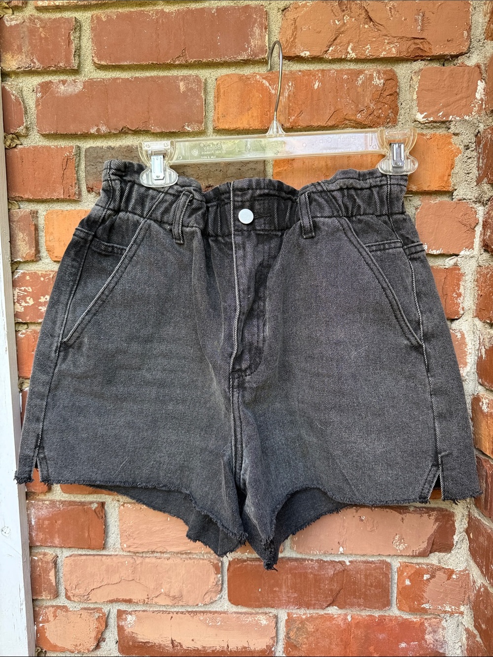 Black denim shorts